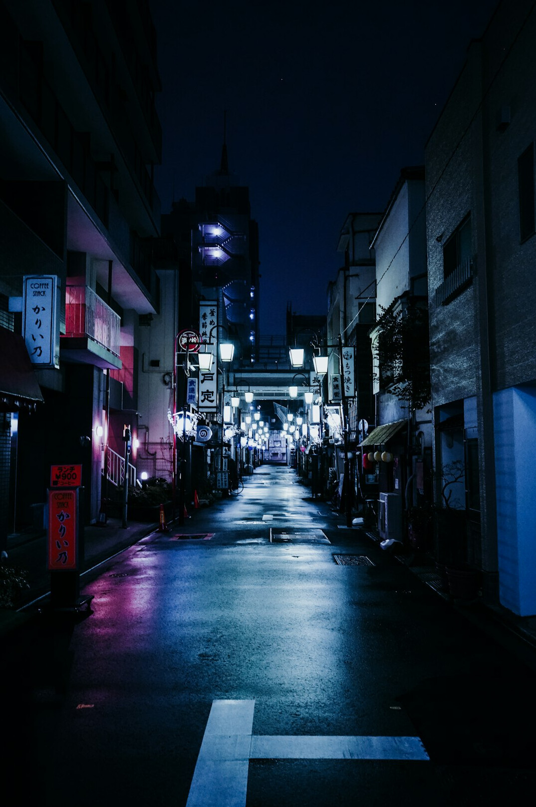 dark city street at night